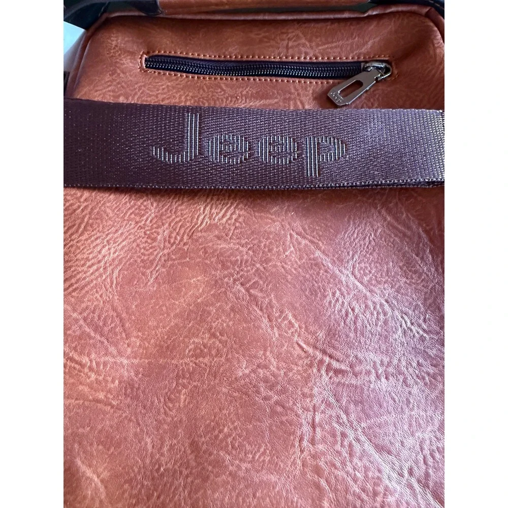 Jeep Buluo Mens Brown Vegan Leather Crossbody Messenger Bag 2019-10#SF
